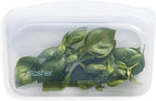 Stasher Premium Silicone Reusable Food Storage Snack Bag, Clear, Microwave, Sous Vide, Dishwasher, Oven and Freezer Safe, BPA Free, Leak-free, Eco-friendly, 12 Oz