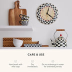 MACKENZIE-CHILDS Rolling Pin, Decorative Roller Pin for Baking, Cute Baking Supplies, Black-and-White Courtly Check
