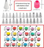 90 Pcs Cake Decorating Kit with Cake Turntable,Cake Leveler,24 Numbered Icing Piping Tips,2 Spatulas,3 Comb Scrapers,2 Couplers,5 Bag Ties and 50 Disposable Pastry Bags