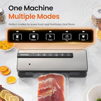 Vacuum Sealer for Food - 90kpa Vacuum Sealer Machine with Bags Storage and Built-in Cutter, Food Sealer with External Vac Function, Dry Moist Modes, Bag Roll included, Stainless Steel