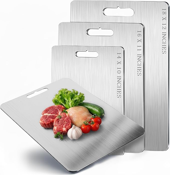 100% Pure Titanium Cutting Board 14x10 In, 2 Mm Thick, Titanium Cutting Boards For Kitchen Dishwasher Safe, Stays Flat & Odor-resistant, Non-porous, Reversible - Multi-use: Pastry, Prep & Serve, Bbq.