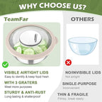 TeamFar Mixing Bowls, 3PCS Stainless Steel Serving Salad Bowls with Lids & 3 Graters, For Kitchen Mixing/Baking/Storing/Prepping, Visible & Airtight, Easy Clean - 4.5/3 / 1.5 QT, Khaki
