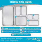 BIRDROCK HOME Stainless Steel Steam Table Pan - Hotel, Restaurant & Catering Supplies - 24 Gauge Steel, 14 qt Capacity - Meal Prep, Cooking, & Food Storage Container - 4" Depth, Full-Size (6 Pack)