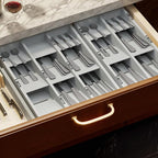 SpaceAid Bamboo Silverware Drawer Organizer with Labels, Kitchen Utensil Tray Holder Organizer for Flatware, Cutlery, Spoon and Knives Drawer Storage Organization (Gray, 6 Slots)