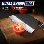 SSGP Serbian Chef Knife, 7.2 Inch Meat Cleaver Knife with Full Tang Handle, Hand Forged Heavy Duty Chopper Knife, Butcher Knife for Kitchen, Outdoor Cooking, Camping