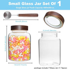 Glass Coffee Jars Spice Jar Round Storage Canister with Wooden Lid Clear Glass Food Jar for Pantry Sugar Tea Coffee Bean Spice Nuts Cookies Bath Salts (1800ml/60oz-2PACK（with spoon)