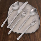 KINGSTONE Silverware Set, 20 Piece Flatware Cutlery Set for 4, 18/10 Stainless Steel Silverware Mirror Polished Dishwasher Safe for Home, Restaurant, Wedding, Party, Matte Silver