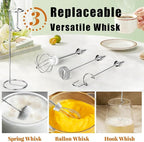 Nahida Beige Milk Frother Wand for Coffee,Handheld Rechargeable Electric Whisk with Stand