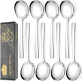 8 Piece Stainless Steel Serving Spoons Set - 8 Large Spoons, 9.2-Inch, Dishwasher Safe, for Parties/Kitchen/Buffet/Catering