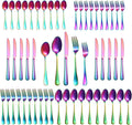 50 Pcs Rainbow Silverware Set for 10, Food Grade Stainless Steel Flatware Set, Eating Utensils Sets Include Fork/Knife/Spoon,Home Kitchen Tableware Set, Reusable Cutlery Set, Dishwasher Safe