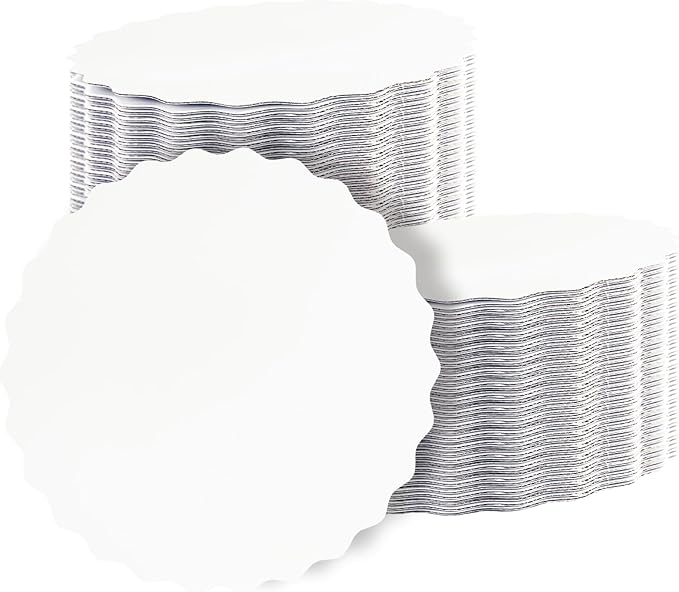 qiqee 12 Inch White Wave Cake Boards Round 15-Packs Circles Rounds Base Food-Grade Cardboard Wave Cake Plate（Thinner But Stronger）