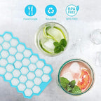 Ice Cube Trays for Freezer, 2 Pack Ice Cube Tray with Lid, Silicone Ice Cube Mold with Lid-37 Grid,Easy-Release Reusable 74 PCS Small Ice Cubes for Iced Coffee Cocktail Whisky Chocolate Soup Food