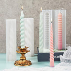 8 Pack Spiral Candle Mold Pillar Candle Cylinder Molds - 8 Style - Resin Casting Silicone Molds for Home Decor & Candle Making Wave Spiral Mold