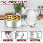 LIANYU 8 Inch Round Cake Pan for Baking, Circle Layer Cake Tin with 30 PCS Parchment Paper, Stainless Steel Bakeware for Birthday Wedding Party, Leak-proof & Mirror Finish, Dishwasher Safe