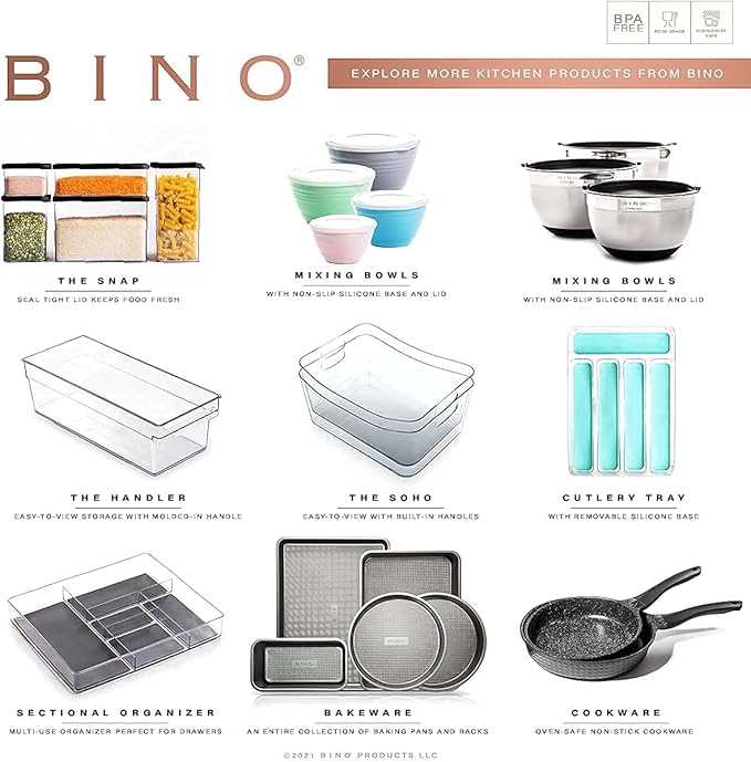 BINO | Stackable Storage Bins, Small - 4 Pack | The Stacker Collection | Clear Plastic Storage Bins | Organization and Storage Containers for Pantry & Fridge | Multi-Use Organizer Bins | BPA-Free