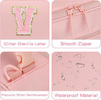 Initial Insulated Lunch Bag for Girls Kids, Back to School Gift, Reusable Leak-proof Lunch Box with Adjustable Strap for School Daycare Travel Picnic (Pink,V)