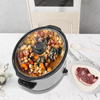 HOMECOOKIN 8 Quart Slow Cooker Oval Manual Pot Food Warmer with 3 Cooking Settings, White Stainless Steel