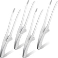 Patelai Korean and Japanese BBQ Tongs Non Slip Cooking Utensils Stainless Steel Tongs for Serving Food, Salad, Camping, Barbecue, Buffet, Oven with Support Stand(Silver,4 Pieces)