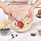 U-Taste Silicone Cooking Spoon Spatula: 480ºF Heat Resistant Food Grade 11.38" Flexible Rubber Kitchen Spoonula, Seamless Pastry Bowl Scraper for Mixing Stirring Scraping in Nonstick Cookware (Red)