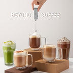 Powerful Milk Frother Wand - Mini & Mighty Handheld Drink Mixer - Portable Coffee Frother For Latte, Cappuccino, Matcha, Hot Chocolate, Creamer - Silver Black