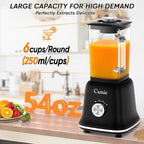 Glass Blenders for Kitchen with 750W, 54Oz. Countertop Blender Glass Jar Food Processor Combo, BPA-Free Blender for Smoothies, Ice Crush,Nuts, Frozen Drinks and Fruits (Black)