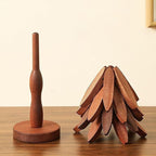 Natural Wood Tree Trivet Set, 𝐍atural Tree Trivet Set - 4 Wooden Trivets,4 Wooden 𝐓rivets & 1 Stand Like a Christmas Trees,for Hot Dish,Pot,Bowl,Teapot,Hot Pot Sets (2Color 4 Trivets,2set)