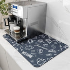 AMOAMI Coffee Mat Hide Stain Rubber Backed Absorbent Dish Drying Mat for Kitchen Counter - Fits Under Coffee Maker & Espresso Machine (12x19,DUST BLUE)