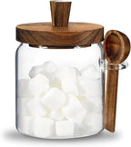 Glass Food Storage Jar with Lids Spoon Glass Coffee Canister Borosilicate Glass Food Containers for Ground Coffee Beans Nut Pasta Sugar Candy Spice Rice Tea (400ml/13.5oz-1 Pcs-with spoon)