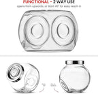 Bormioli Rocco Pandora Glass Candy Jar 75½-Ounce Cookie Jar (2 Pack) with Plastic Airtight Seal Lid 2-Way Display, Bulk-Food Storage Jar for Snacks, Dry Food, Jelly Beans Canister, Apothecary Jars.
