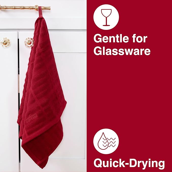All-Clad Solid Kitchen Towels: Highly Absorbent, Super Soft Long Lasting - 100% Cotton, 17"x30" Tea Towels for Cleaning & Drying Dishes, Pans, Glassware, or Countertops, (2-Pack), Chili