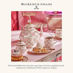 MACKENZIE-CHILDS Enamel Charger Plate, Charger Decoration for Dinner Plates or Home Decor, 12 Inches, Pink-and-White Rosy Check, Set of 4