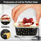 EUSOAR Baking Pans with Lids, 100pcs 10oz/300ml Aluminum Foil Ramekins Disposable Containers, Square Creme Brulee Cups Cupcake Liners Muffin Cup Mini Cake Loaf Bread Holders for Birthday Wedding