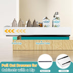 HBL' 2 Pack | 21" Deep Pull Out Cabinet Organizer Adhesive, (13.8" to 22.0") Width Expandable Sturdy Carbon Steel Roll-Out Drawers for Face Frame or Frameless Cabinets,Slide-Out Shelves for Pantry.