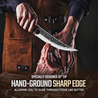 Huusk Viking Boning Knife 6 inch, Japanese Boning Knives for Meat Cutting, Full Tang Fillet Knives with Sheath, Brisket Trimming Knives for BBQ, Camping, Ideal Gift