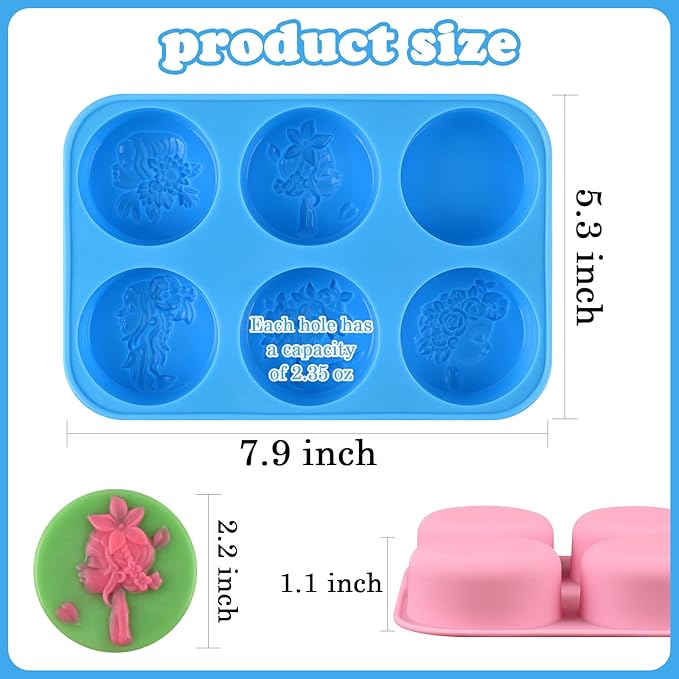 Moukiween Circular Silicone Soaps Mold,Loofah Soaps Molds,2PCS Silicone Soap Mold,Suitable for Making Soap,Bath Bombs,Shampoo Sticks,Candles and DIY Resin Handicrafts