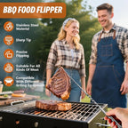BBQ Turner Hooks, Meat Hook Flipper, Iron BBQF Turner Hooks, Flips Cooking Hooks, BBQ Food Flipper, for Grilling Smoking Frying, Long Handle Meat Hooks (Type A)