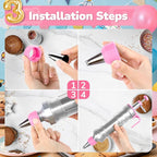 Cake Decorating Tools Supplies Kit: 164pcs Baking Accessories - Piping Bags and Icing Tips Set - Puffs Cupcake Frosting Piping Bakery Set for Adults Beginners or Professional, Pink