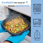 [2 Pack] Silicone Air Fryer Liners Square - Reusable Airfryer Basket - Easy to Clean Air Fryers Pot for 5.8 to 8 Qt Large Air Fryer Baking Tray Oven Accessories, 8.5 Inch