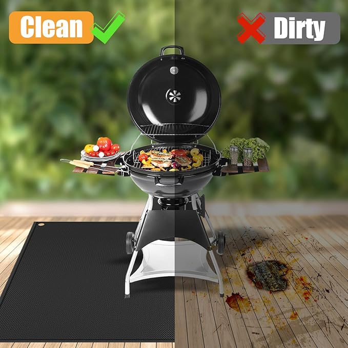 TOHONFOO 70 x 48 in Under Grill Mat for Outdoor Grill - Fireproof BBQ Mats for Grilling to Protect The Deck, Patio, Pavers - Easy to Clean Indoor Fireplace Mat - 1mm