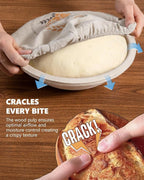 Wood Pulp Banneton Bread Proofing Baskets Set of 2, 9 Inch Round 2.2LB Sourdough Banneton Basket with Liner, Non-Stick Dough Proofing Bowl for Rising and Baking