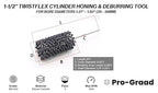 TwistFlex 1-1/2" 180SC Cylinder Hone | 1.5" (38mm) Flexible Cylinder Honing & Deburring Tool | Bore Brush for Hole Diameters 1.37 - 1.5" | Silicon Carbide 180 Grit | 1/4" Shank | 8" Length