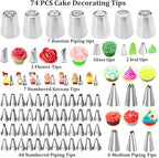 Gawren-H&E Cake Decorating Kit, 678pcs Cake Decorating Supplies Tools Kit with Cake Carrier,Rotating Turntable,Piping Bags and 74 Tips set,Cake Pan Set,Cake Baking Supplies for Beginners/Professional