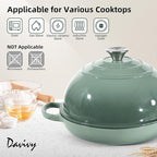 Davivy 5.5QT Sourdough Dutch Oven with Domed Lid, 10" Round Bread Dutch Oven, Enameled Cast Iron Bread Oven, Bread Oven for Sourdough Bread - Sea Salt Green