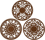 Extra Thick Silicone Trivet Mat for Hot Dishes, Hot Pots and Pans, Pot Holder, Hot Pad to Portect Your Table and Countertop, Kitchen Decor and Accessories,Chocolate Brown,Set of 3