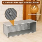 2-Pack Pullman Loaf Pan with Lid –Includes Two Size 13 * 5" & 8.4 * 4.8" Loaf Pan, Silver Textured Finish, Vented Bottom, Nonstick Bread Pan Set, Ideal for Sandwich Bread, Toast, Sourdough