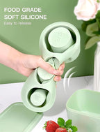 Ice Cube Tray for Stanley Cup, Silicone Ice Mould with Lid & Bin, Long Ice Cubes for 30-40Oz Tumbler, Easy Fill & Release, Perfect for Cocktails, Whiskey, Iced Coffee, Drinks, BPA Free (Green)