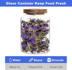 Glass Food Storage Jar with Lids Spoon Glass Coffee Canister Borosilicate Glass Food Containers for Ground Coffee Beans Nut Pasta Sugar Candy Spice Rice Tea (1200ml/40oz-1 pack-no spoon)