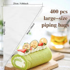 18 Inch Piping Bags, 400pcs Disposable Decorating Pastry Bags, Large Thickened Plastic Anti-Burst Non-Slip Icing Bags for Cookie and Cake Decorating (18 inch)
