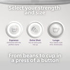 Philips Baristina Espresso Machine, Grind, Tamp & Brew Coffee Beans in One Swipe, Compact, 16 Bar Pump Pressure, Automatic Grinder, Natural White with White Portafilter (BAR300/00)