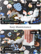 Pet Feeding Mat-Absorbent Dog Mat for Food and Water Bowl-No Stains Quick Dry Water Dispenser Mat-Dog Accessories Pet Supplies-Bowl for Messy Drinkers（DARKFLOWERS,17"x28"